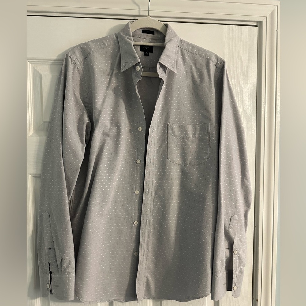Men’s J Crew Grey and white slim fit button up shirt - Size M